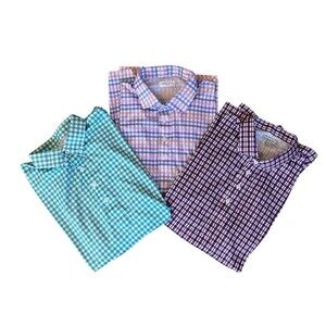 Lot of 3 Collars & Co Polo Shirt Mens XL 100% Polyester Dress Check Multicolor